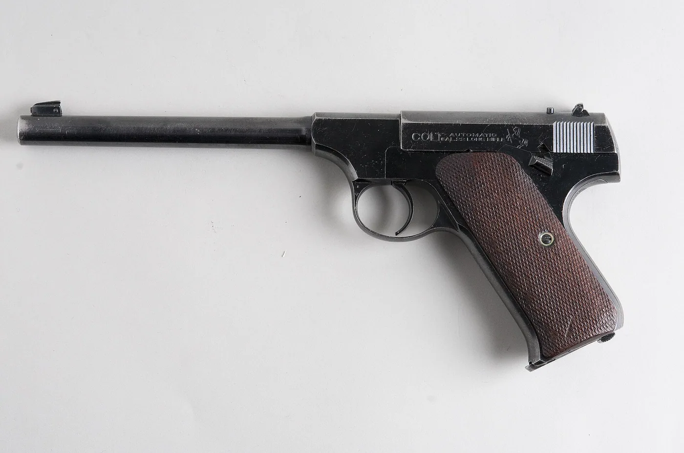 Colt Woodsman semi-automatic pistol, side view