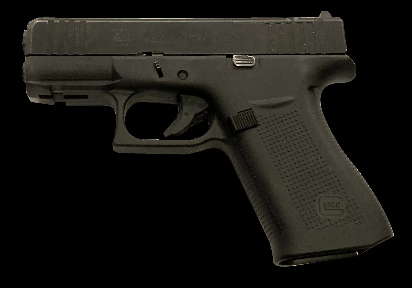 Glock 43X semi-automatic pistol, side view