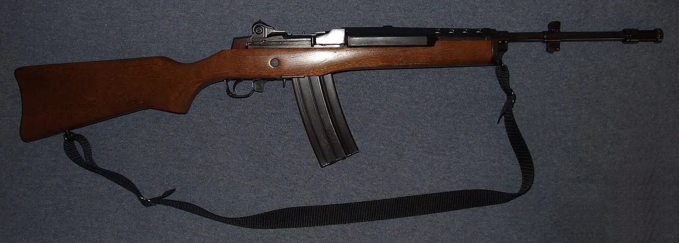 Ruger Mini-14 semi-automatic rifle, side view