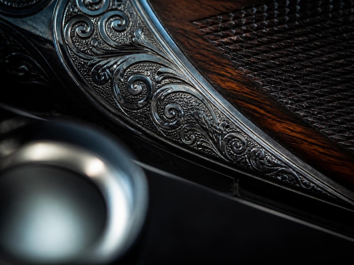 Detail photography of firearm markings and finish