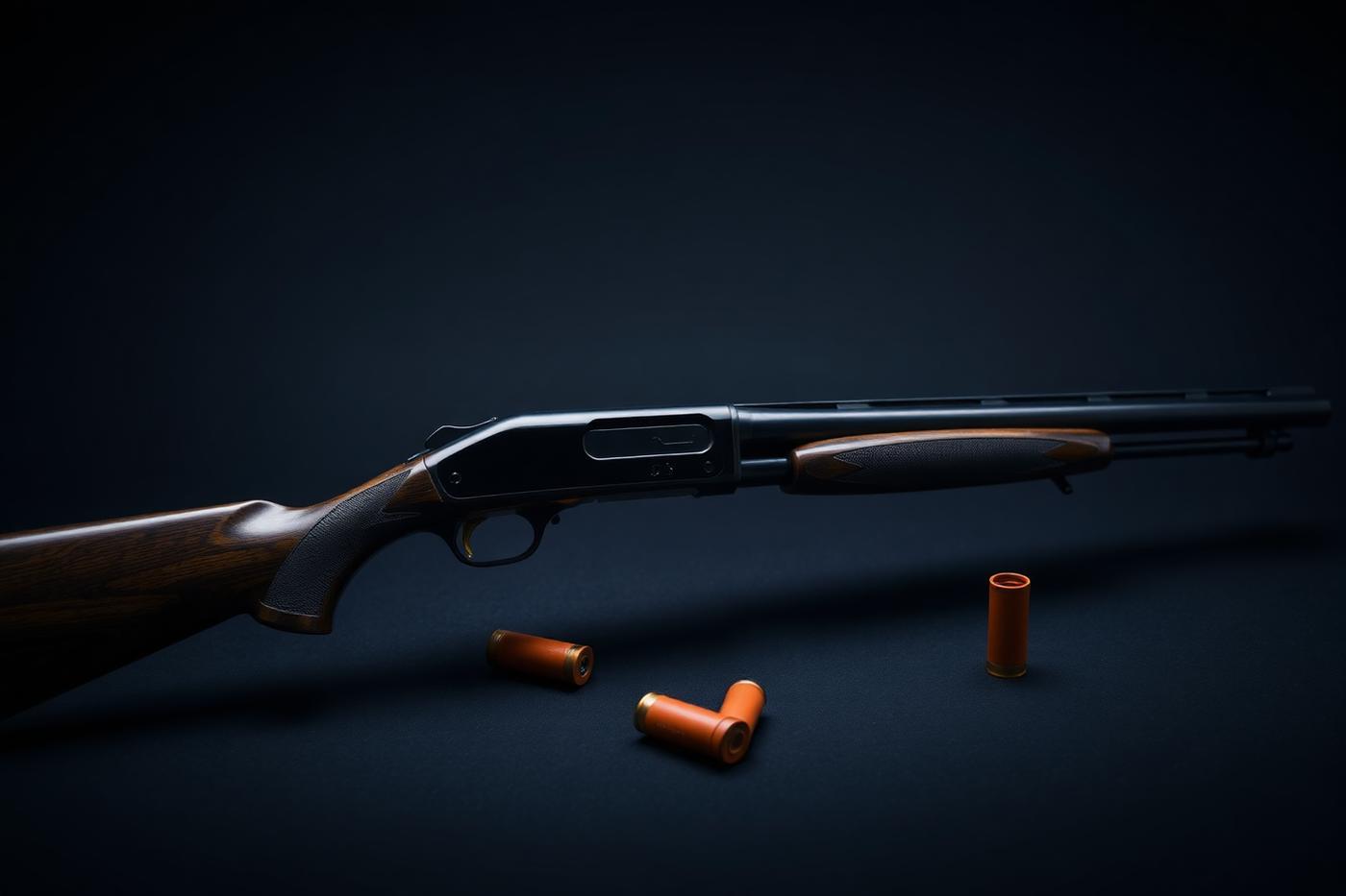 Wood-stocked shotgun with shotshells